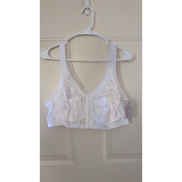 Dynashape White Lace Satin Front Closure Bra NWT 42B, No Wire, Cottage, Casual - Picture 1 of 6
